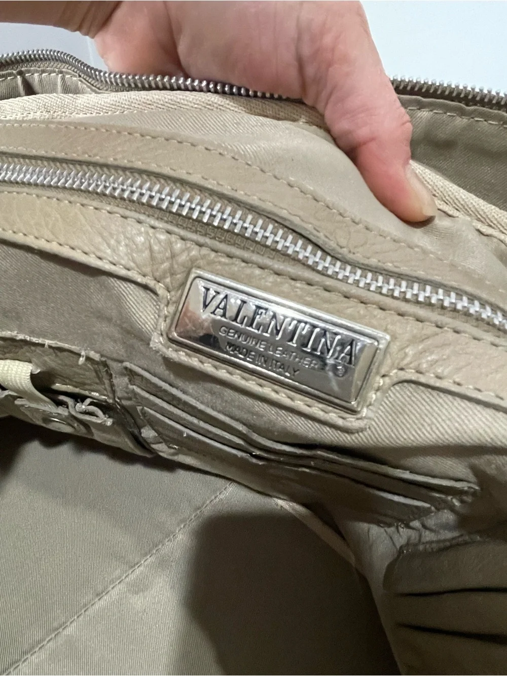 Valentina Leather Weekender Bag in Taupe Distressed Leather